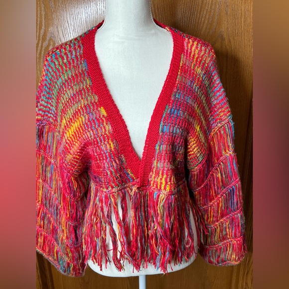 Adora rainbow fringe cardigan size medium - Picture 1 of 13